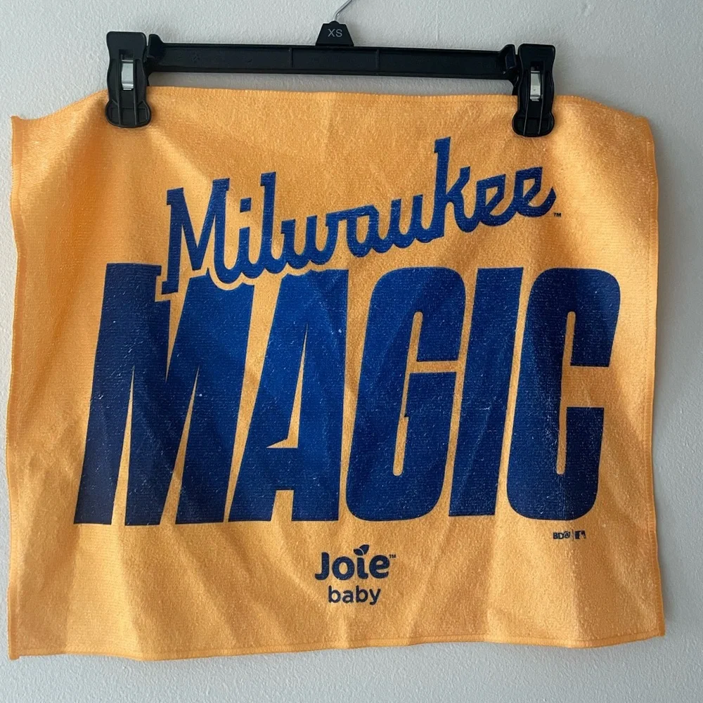 BDG Bright Orange Towel with Bold Blue Text
